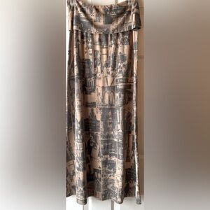Casa Lee Gray Beige Taupe New York Photo Street Scenes Knit Maxi Skirt Large